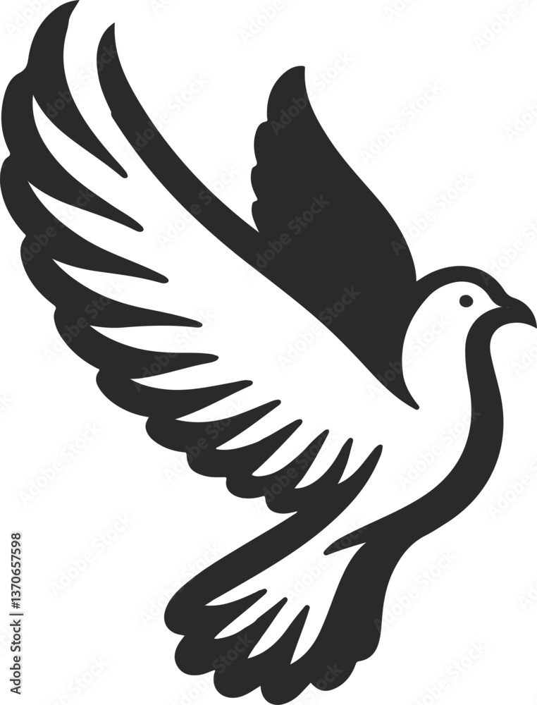 Fototapeta premium Vector silhouette of a dove