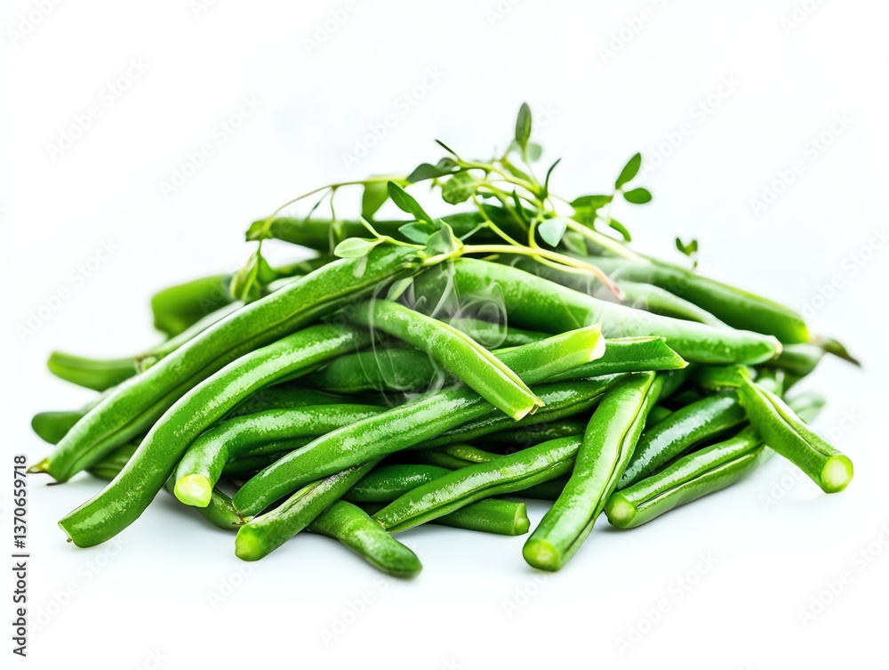 Fresh Green Beans with Thyme Sprigs Ready to Cook or Serve Fresh Green Beans with Thyme Sprigs Ready to Cook or Serve