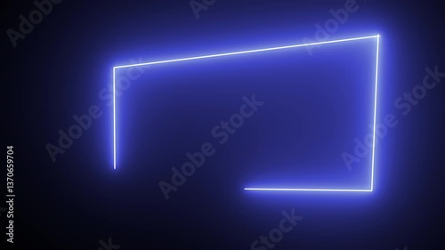 Neon banner with futuristic glowing frame, mounted on dark background. Suitable for digital advertising, video intro, overlay, or promotional content