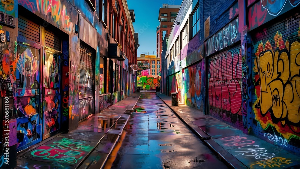 Fototapeta premium Graffiti Alley Toronto – Vibrant Street Art in the Heart of the City