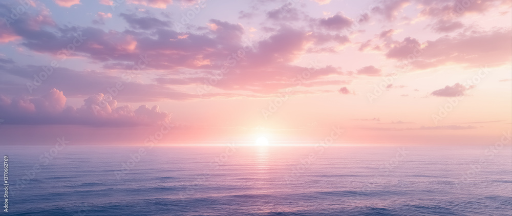 Obraz premium serene pastel sunset over calm ocean waters
