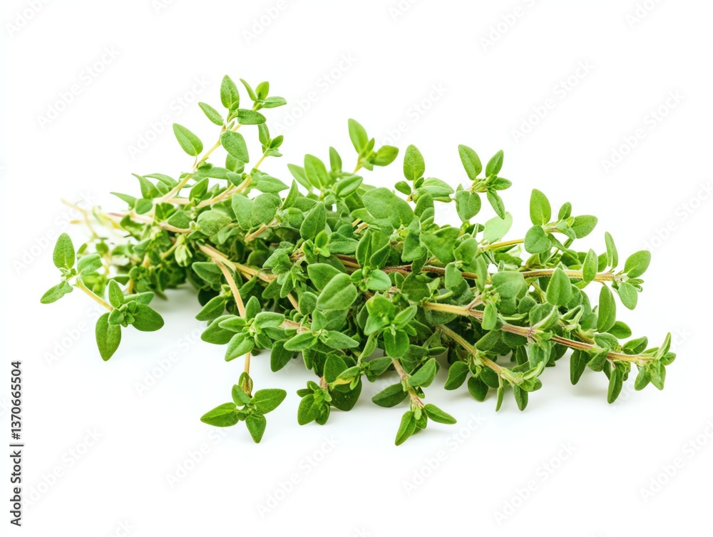 Fresh Thyme Herb Bundle on White Background for Cooking Use Fresh Thyme Herb Bundle on White Background for Cooking Use
