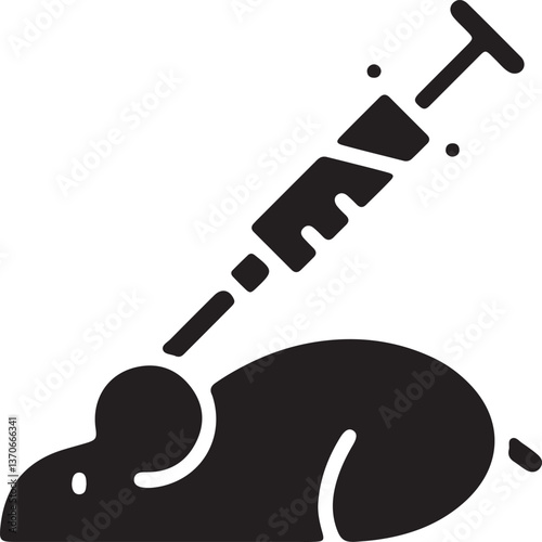 An illustration of a mouse being injected, conducting an experiment on the mouse