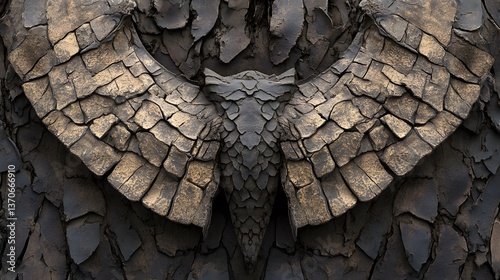 Ancient Owl Stone Carving Cracked Texture Background