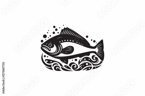 A Halibut fish vector silhouette image adobe illustrator .eps