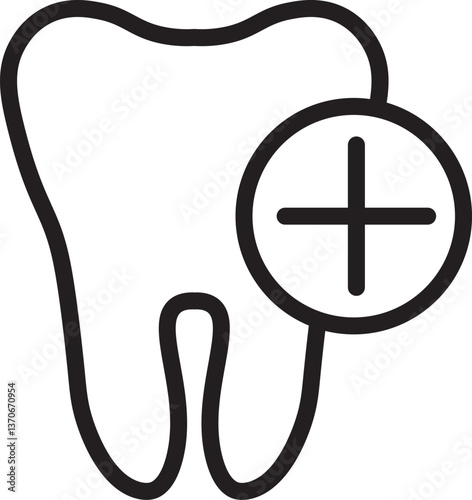 Dental Outline Icon with Symbol for Health and Medical Usage