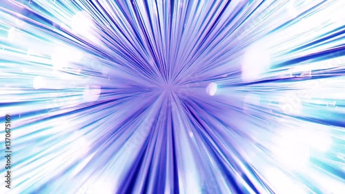Futuristic fiber optic burst with glowing light rays on black background.