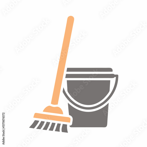 Simple Mop and Bucket Vector Design.