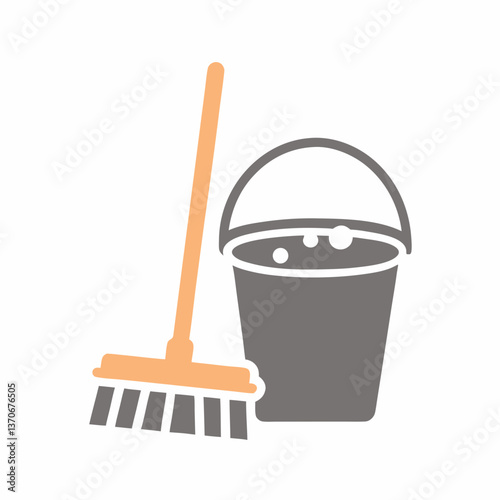 Simple Mop and Bucket Vector Design.