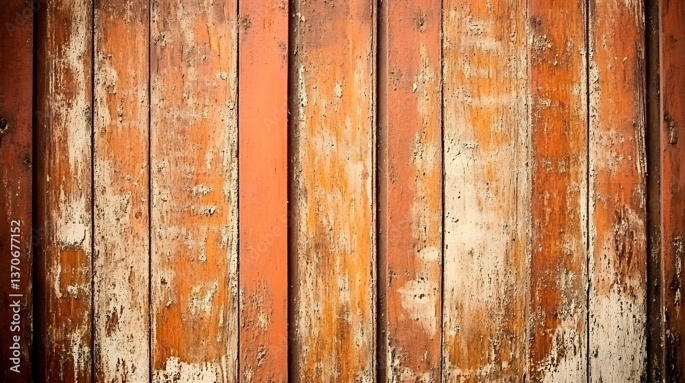 Naklejka premium Rustic Weathered Orange Wooden Planks Background Texture