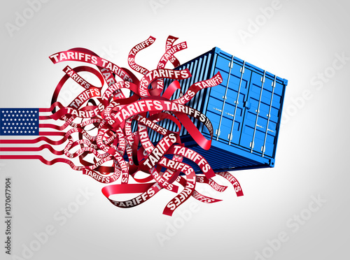 United Trade Tariff Confusion and US Tariff Concept as confused policy strategy as American tariffs uncertainty and government tax trade war imposed on imports and exports.