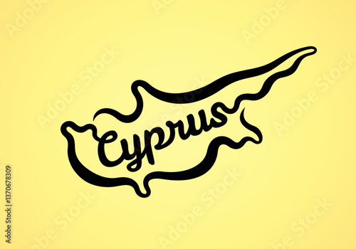 Map of Cyprus - shape and name in one line