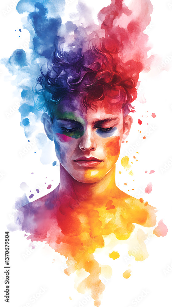 Fototapeta premium watercolor gay lesbian relationship painting lgbt lgbtq rainbow vector 