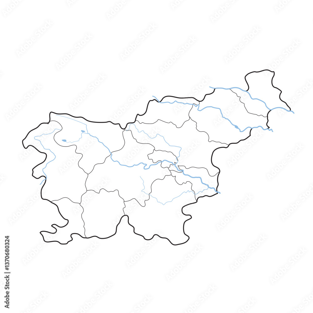 Slovenia map with regions and waterways Slovenia map with regions and waterways