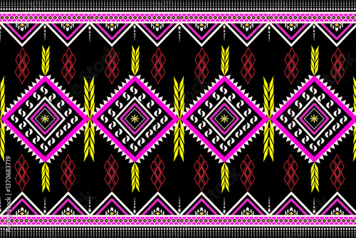 Abstract ethnic geometric pattern design for background and wallpaper. Seamless striped pattern in Aztec style. Folk embroidery.