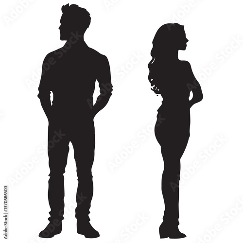 black and white image of a quarreling couple,graphics,vector,sketch
