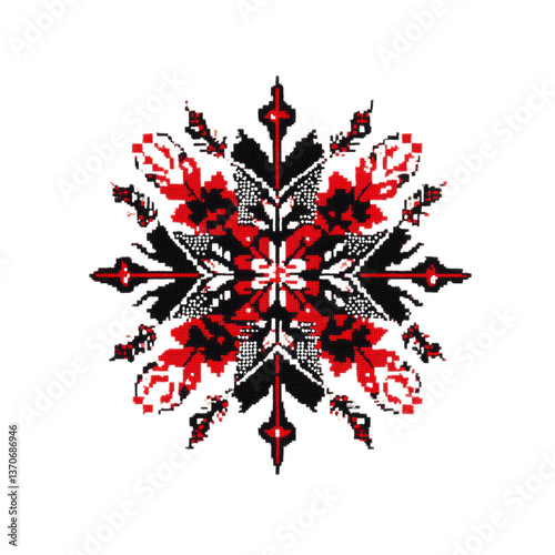 Intricate Red and Black Floral Mandala Design