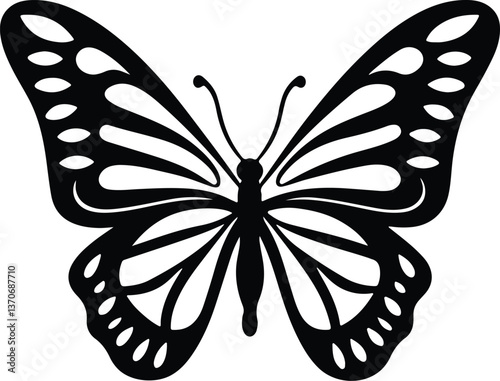 Monarch Butterfly Silouette: A striking silhouette of a Monarch butterfly, exuding elegance and freedom against the canvas. The image is a perfect blend of artistry and nature's wonder.