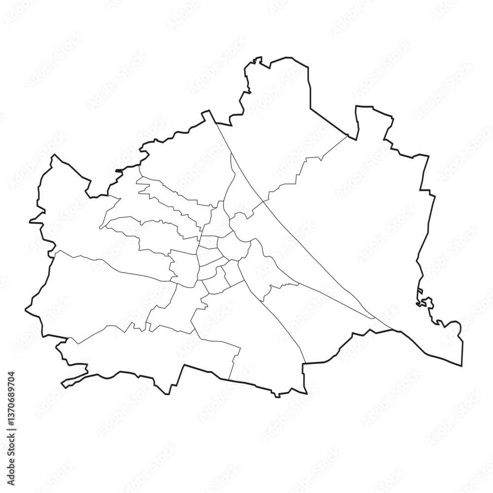 Vienna map with districts Vienna map with districts