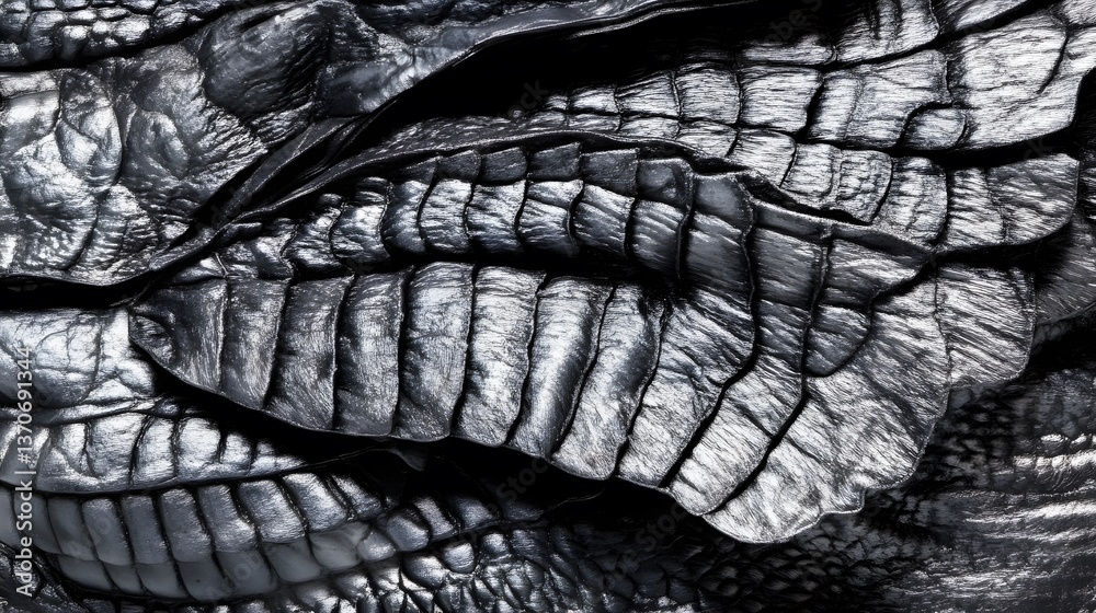 Metallic Crocodile Leather Texture Background, Silver Scales Pattern, Luxury Fashion Design Metallic Crocodile Leather Texture Background, Silver Scales Pattern, Luxury Fashion Design