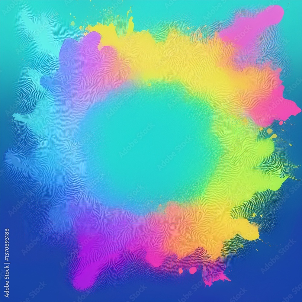 Obraz premium creative colorful border frame of rainbow paint splash abstract background; space for copy , graphic resource