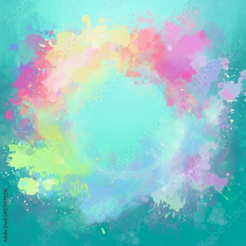 creative colorful border frame of rainbow paint splash abstract background; space for copy , graphic resource