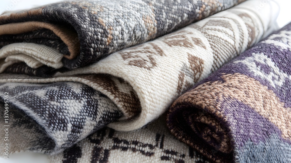 Cozy Warm Wool Blankets Stacked Soft Knit Texture Cozy Warm Wool Blankets Stacked Soft Knit Texture
