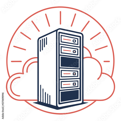 A vector icon of a cloud server.