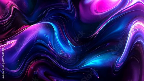 Abstract swirling patterns of vibrant blue and purple colors on a dark background
