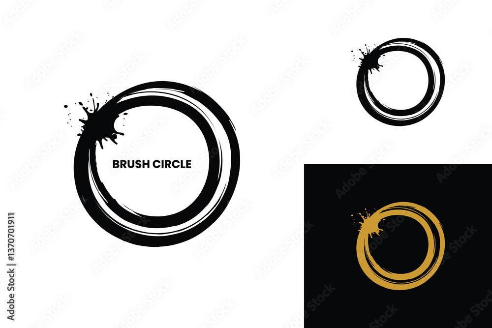 Hand drawn circle brush sketch set. Grunge doodle scribble round circles for message note mark design element. Brush circular smears. Banners, Insignias , Logos, Icons, Labels and Badges. Vector