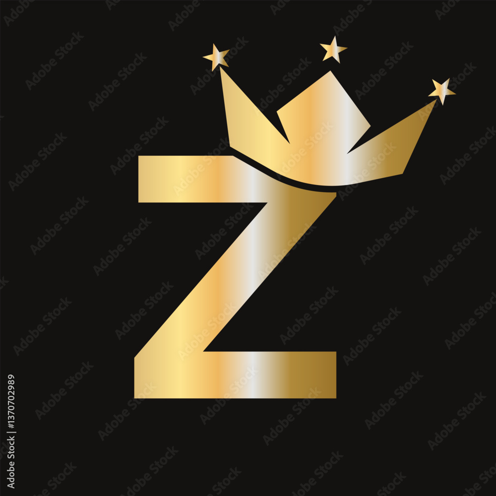 Φωτογραφία Letter Z Crown Logo for Queen Sign, Beauty, Fashion, Elegant, Luxury Symbol