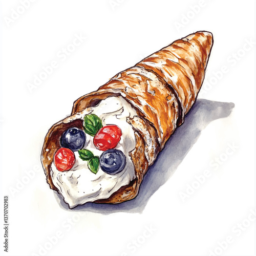watercolor copic marker concept sketch of Cannoli