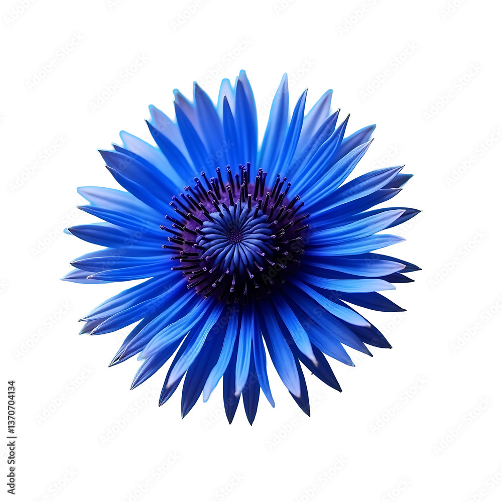 Obraz premium Isolated Deep Blue Cornflower with Rich Petal Details