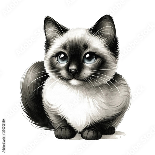 かわいいシャム猫イラスト