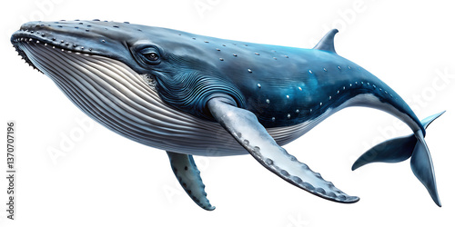 big whale isolated on white background PNG. GENERATIVE AI