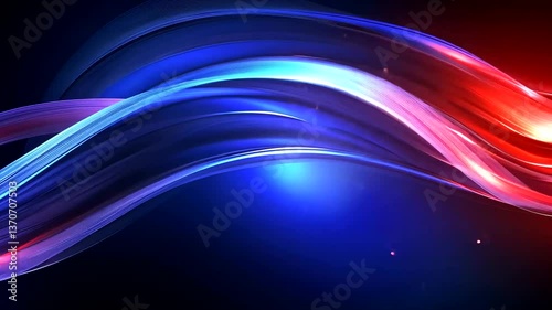 Abstract waves of red and blue light flowing smoothly against a dark background (1)