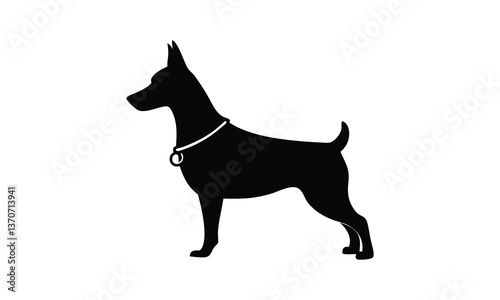 Alert Dog Collar Standing Silhouette