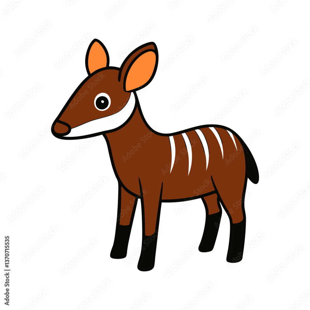 Fototapeta premium Cute Okapi cartoon vector illustration
