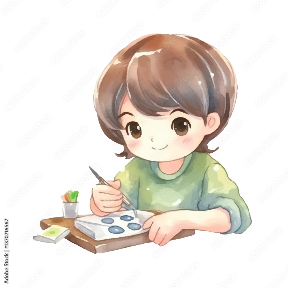 kid use Nail clipper cute watercolors illustration on white background kid use Nail clipper cute watercolors illustration on white background