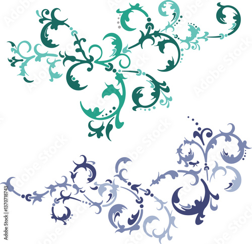 Floral ornamental arabesque designs vector set in traditional Oriental style. Colorful luxury vintage page decorations, great for backgrounds, wedding invitations, greeting cards, wallpapers.