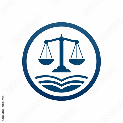Justice Scale with Waves Icon Vector.