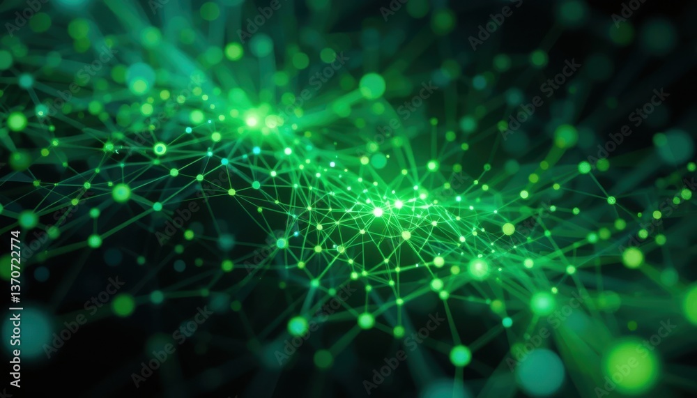 Abstract Digital Network Glowing Green and Blue Connections Visualization Abstract Digital Network Glowing Green and Blue Connections Visualization