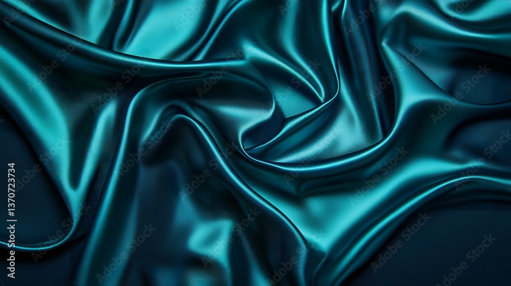 Fototapeta premium Elegant Teal Silk Fabric Draped Background Texture