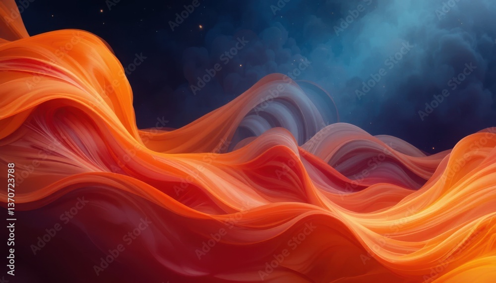 Fototapeta premium Vibrant Orange Gradient Abstract Flowing Texture Art