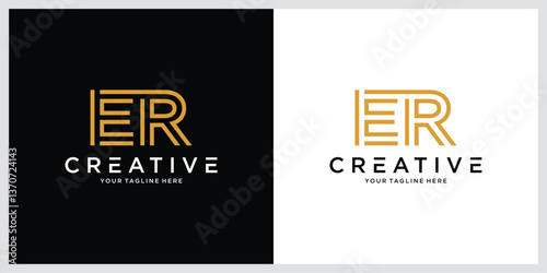 Initial ER, RE Logo Design Vector