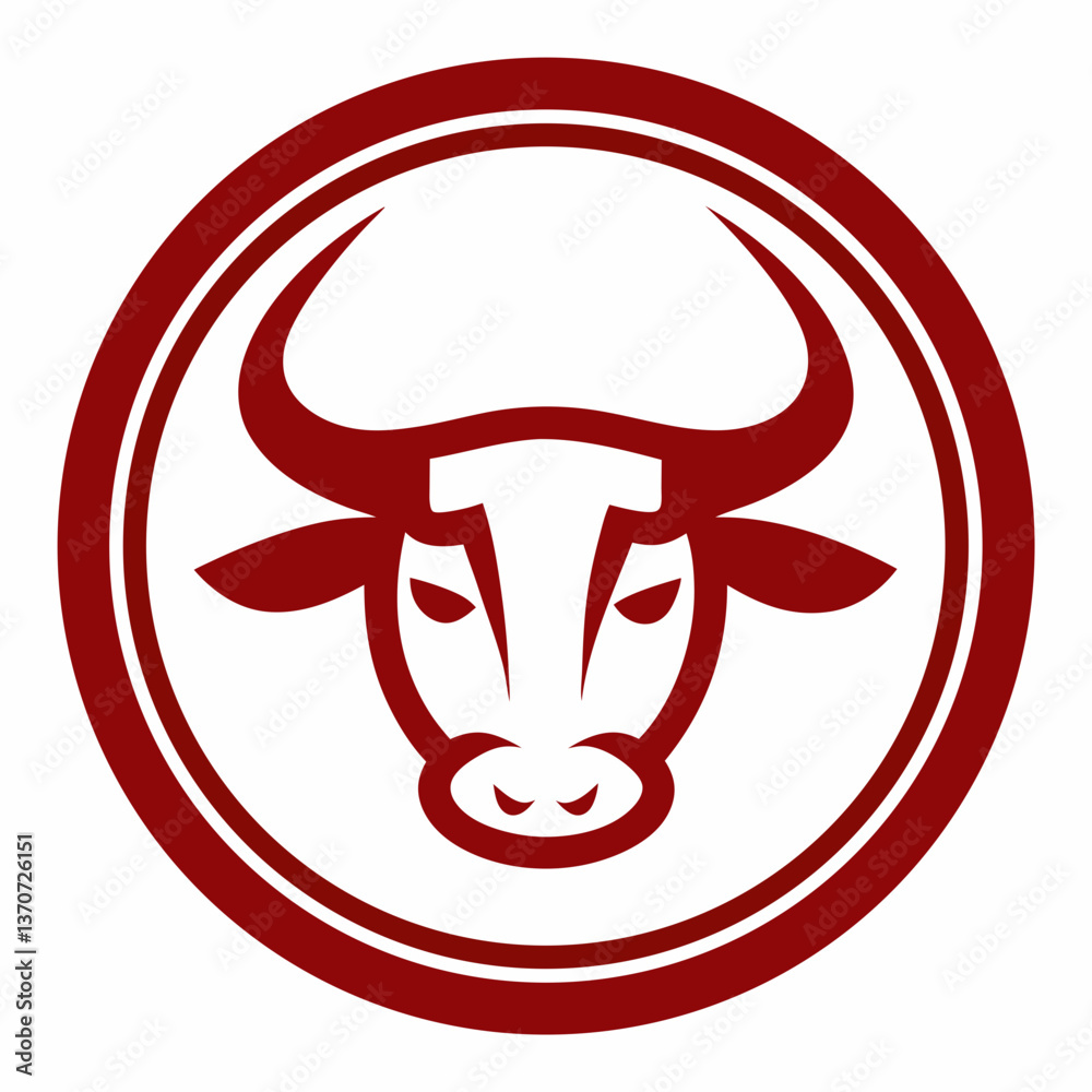 Fototapeta premium Bull Head Icon Inside Circle Vector.