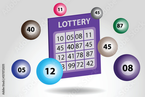 3D Bingo winner lottery tickets, balls, Realistic keno game win poster design cards concept. Illustration of lotto jackpot vector background