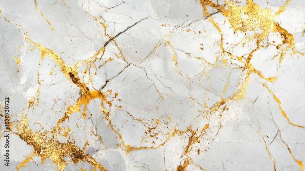 Obraz premium Elegant white marble texture with golden veins, luxurious abstract background.