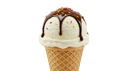 Isolated Ice Cream with Chocolate and Sprinkles
