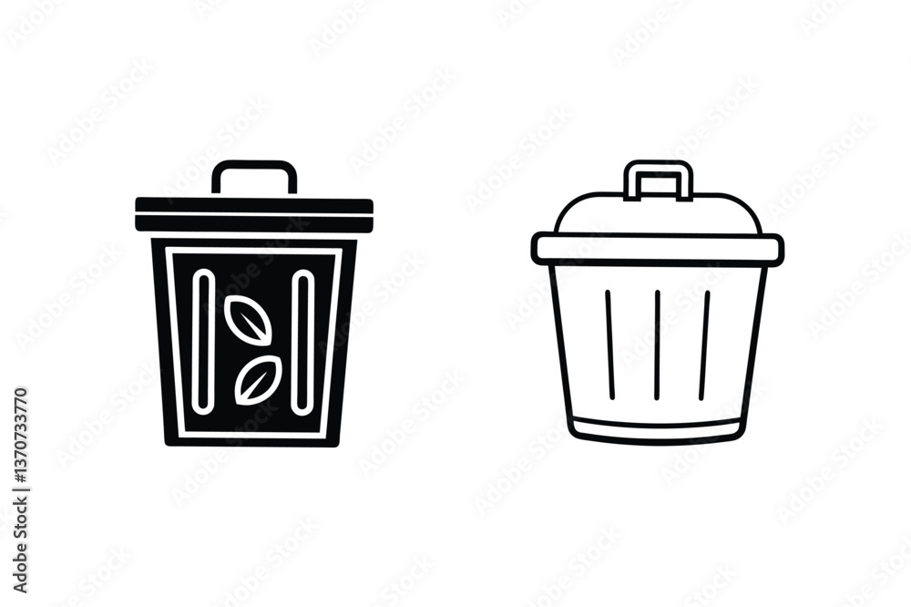Waste Recycling Bins Compost, Trash, Icons, Design, Elements, Vector, Symbols, Graphics, Illustration Waste Recycling Bins Compost, Trash, Icons, Design, Elements, Vector, Symbols, Graphics, Illustration